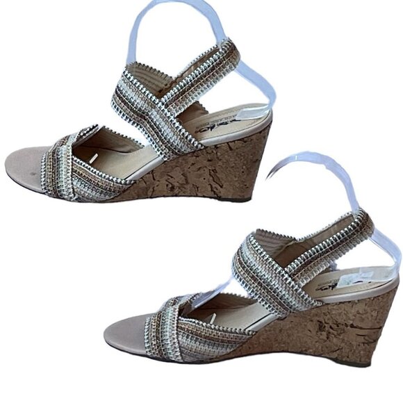 Coach and Four Ombre Multi Vandela Strappy Stretch Sandal with Cork Wedge  10 - Picture 2 of 12